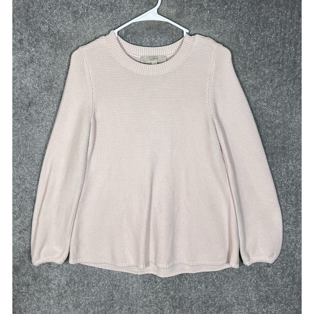 LOFT Long Sleeve Knit Swingy‎ Pullover Sweater Womens Size Medium Pink Cotton